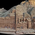 Majestic Rocky Sandstone Terrain With Ancient Carved Architecture And Cliffside Structures