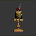 Kingfisher Wooden Sculpture Featuring Blue Head Colorful Feathers Red Beak And Yellow Stand