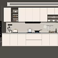 Modern Kitchen Interior With Light Colored Cabinets And Neat Countertop Utensils Layout 3d model