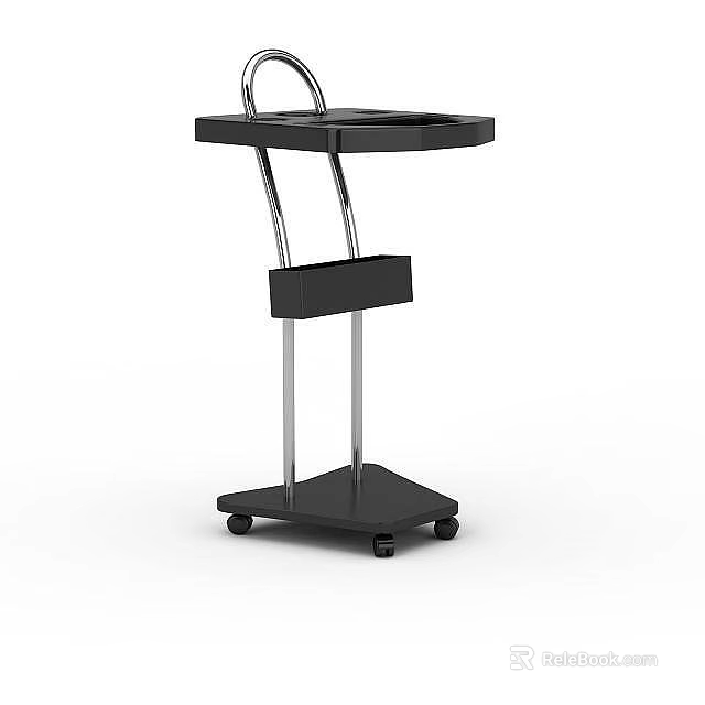 Black Mobile Storage Cart With Metal Frame And Rolling Wheels 3d model 