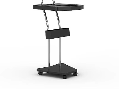 Black Mobile Storage Cart With Metal Frame And Rolling Wheels 3d model