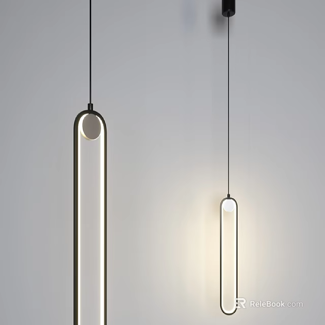 Modern Pendant Lights With Long Cylindrical Design And Soft Illumination 3d model 