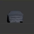 Covered Car With White Cloth Displayed On Black Platform Surface 3d model