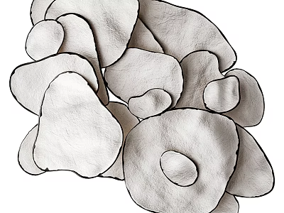 Unique Gray Textured Leather Pendants With Irregular Shapes For Home Decor 3d model