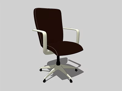 Modern Brown Office Chair With White Armrests And Rolling Base Design 3d model