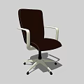 Modern Brown Office Chair With White Armrests And Rolling Base Design 3d model