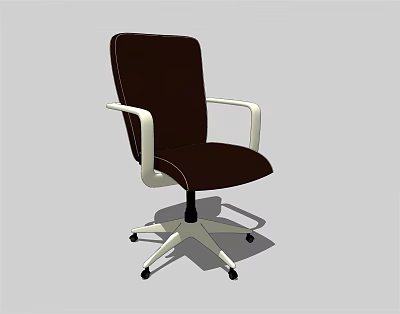 Modern Brown Office Chair With White Armrests And Rolling Base Design 3d model