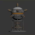 Futuristic Sci Fi Mechanical Device Design With Spherical Top Pipes And Spiral Base