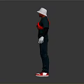 3D Character Outfit Design With Green Overalls White Hat Red Scarf White Gloves And Shoes