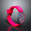 Stylish Pink Strap Watch With Black Dial And Numerical Markings For Daily Use