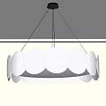 Modern Circular Panel Chandelier With White Elements Hanging Soft Light Interior Design 3d model