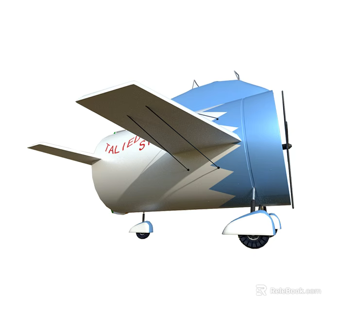 Blue and White Passenger Airplane with XL 145 Marking on Wings and Wheels 3d model 