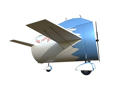 Blue and White Passenger Airplane with XL 145 Marking on Wings and Wheels 3d model