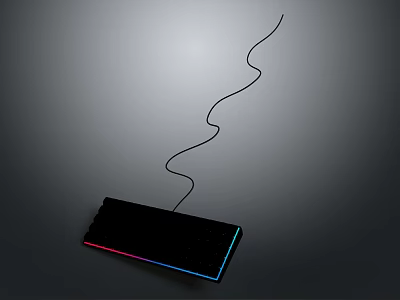 Black Wired Keyboard With Colorful RGB Backlight And Sleek Modern Design 3d model