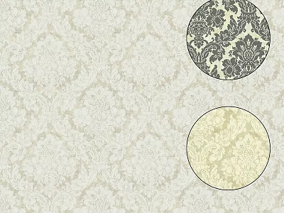 Elegant Decorative Wallpaper Components With Damask Patterns And Color Variations 3d model