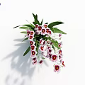 White Pink Red Centered Flower Bouquet with Green Leaves Decorative Arrangement