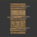 Antique Wooden Door With Plank Structure And Metal Hinges Design Details