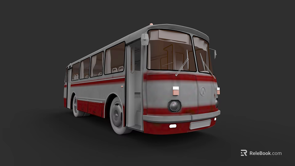 Vintage Red and Gray Bus with Classic Exterior Design and Front View 3d model 