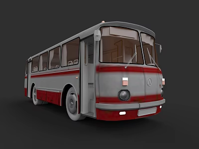 Vintage Red and Gray Bus with Classic Exterior Design and Front View 3d model