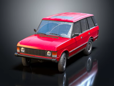 Red Vintage SUV Exterior Design Featuring Classic Roof And Retro Styling 3d model