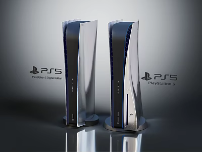 PS5 Professional Digital Edition And Ultra Slim 2 Electronic Gaming Consoles Design 3d model