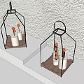 Cozy Decorative Ornament Set With Lantern Shaped Candle Holders On Shelves