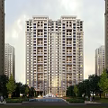 Modern High Rise Residential Towers With Tree Surroundings And Urban Exterior Design