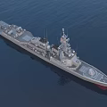 US Flagged Modern Warship Sailing On Sea 3d model