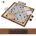 Classic Scrabble Board Game Set With Wooden Frame Letter Tiles Timer And Score Sheets