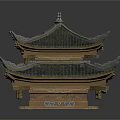 Traditional Chinese Architecture With Multi Layered Roof Overhanging Eaves And Wooden Structure