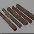 Five Different Columns with Wooden Metal Materials Various Shapes and Textures
