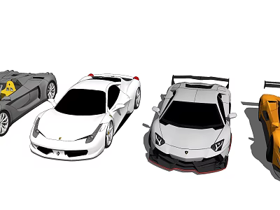 Stylish High Performance Sports Cars in Various Colors with Sleek Designs and Aerodynamic Features 3d model