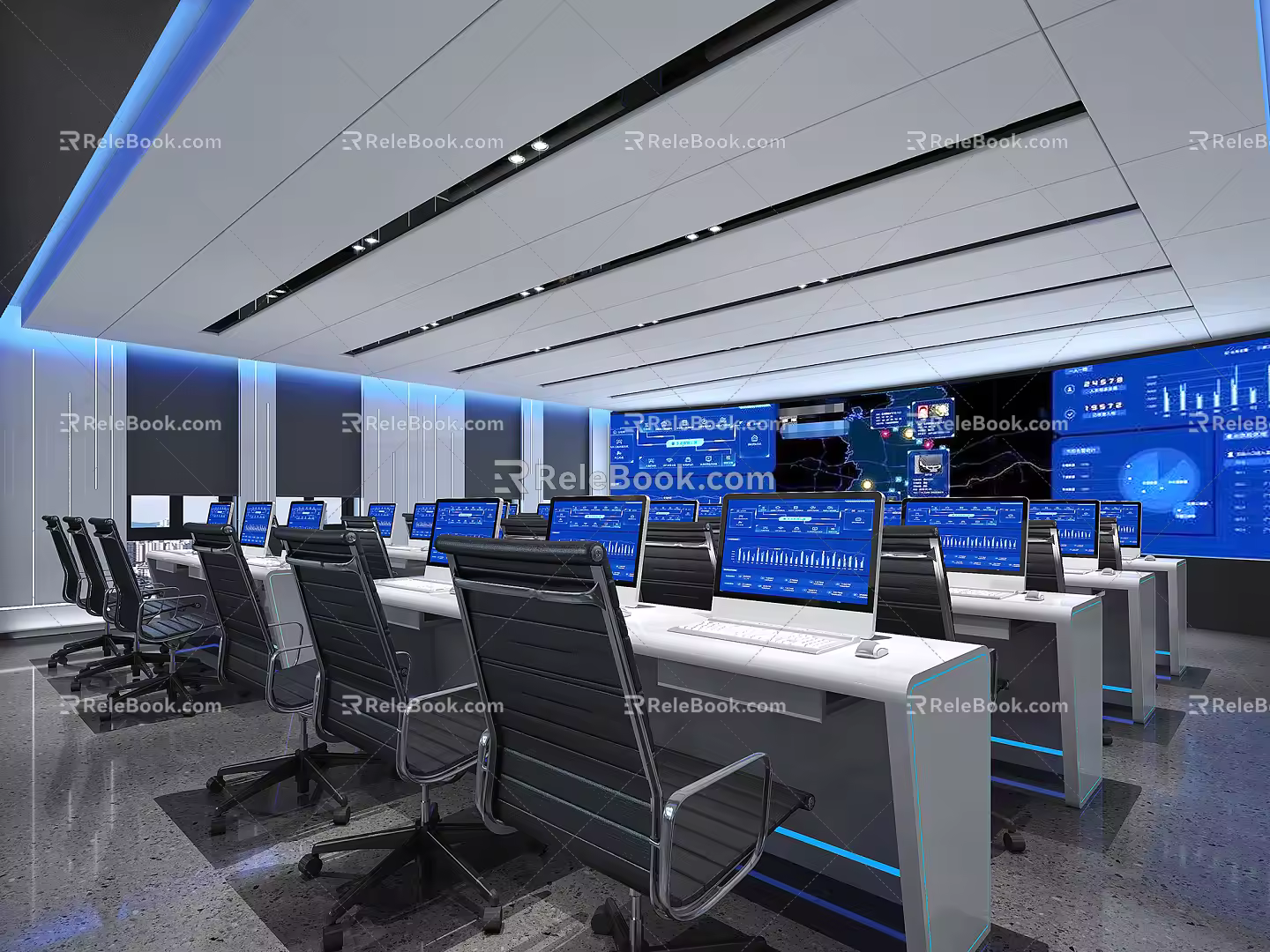 modern monitoring room 3d model