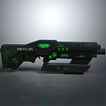 Futuristic Sci Fi Weapon With Green Glowing Accents And Sleek Black Design