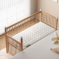 Natural Solid Wood Side Attached Baby Crib With Soft Breathable Mattress For Cozy Newborn Sleep