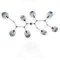 Modern Irregular Shaped Chandelier With Branching Metal Frame And Glass Globes For Home Decor