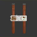 Stylish Orange Leather Strap Watch With Silver Case And Modern Design 3d model
