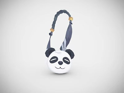 Cute Panda Shaped Bag With Smiling Face And Braided Handle Design 3d model