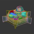 Advanced Medical Device 3D Cellular Structure Model with Green Base and Organelles 3d model