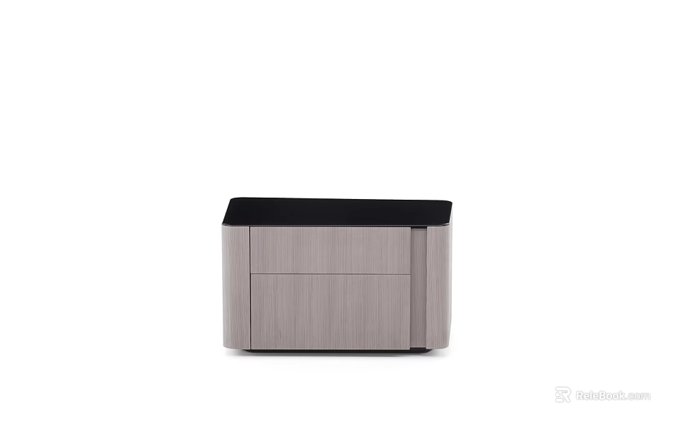 Modern Wooden Bedside Table With Black Top And Drawer Design 3d model 