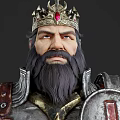 Realistic Ancient King Realistic King Leader Ancient Medieval Crown Axe Shield Armor Movie Game 3d model