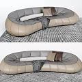 Modern Multiplayer Sofa Long Sofa Curved Sofa Pillow Blanket Carpet Eggshell Sofa Combination Sofa 3d model