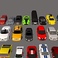Colorful Car Models Collection With Various Styles And Arranged 3d model