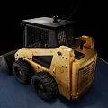 Yellow Skid Steer Loader Functional Vehicle With Front Bucket And Black Cab