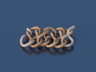 Decorative Metal Chain With Gold And White Intertwined Links For Household Decoration 3d model