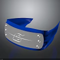 Blue And Silver Ninja Headband With Leaf Symbol And Metal Rivets Design