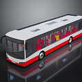 Modern City Bus With White And Red Exterior And Red Interior Seats Design