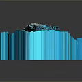 Blue 3D Geological Terrain Model With Mountain Ranges And Valley Details