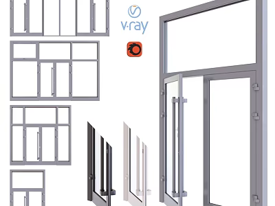 Modern Casement Door Styles with Aluminum Frames and Glass Panels 3d model