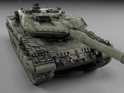 Detailed Green Military Tank 3D Model With Armored Turret Cannon And Tracks 3d model